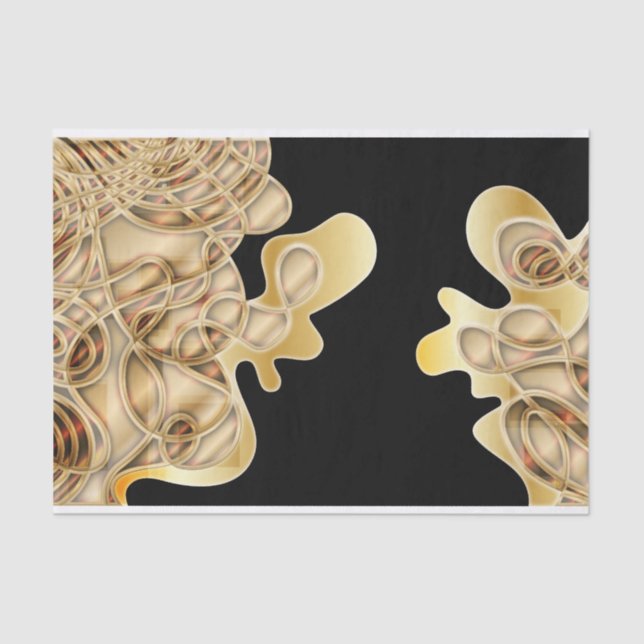 Black and Gold Metallic Luxurious Glam Abstract Tissue Paper (Front)