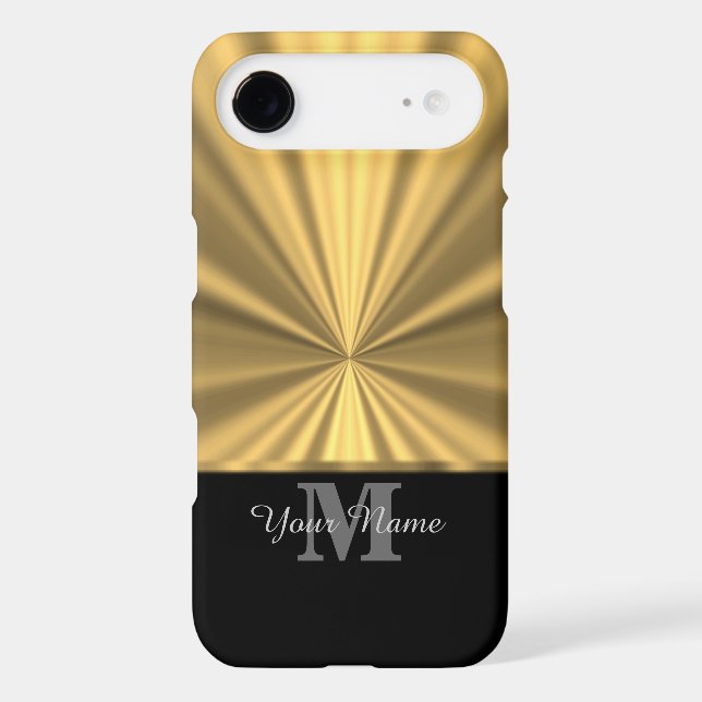 Black and gold metallic monogram Case-Mate iPhone case (Back)