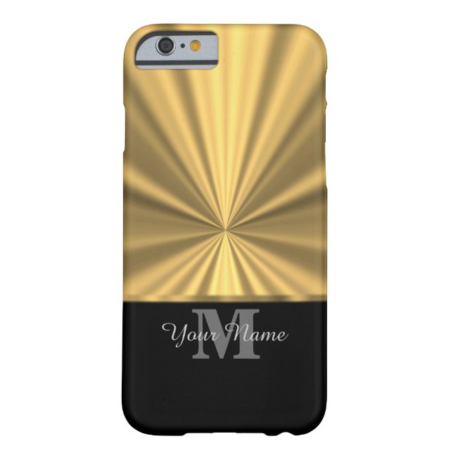 Black and gold metallic monogram Case-Mate iPhone case (Back)