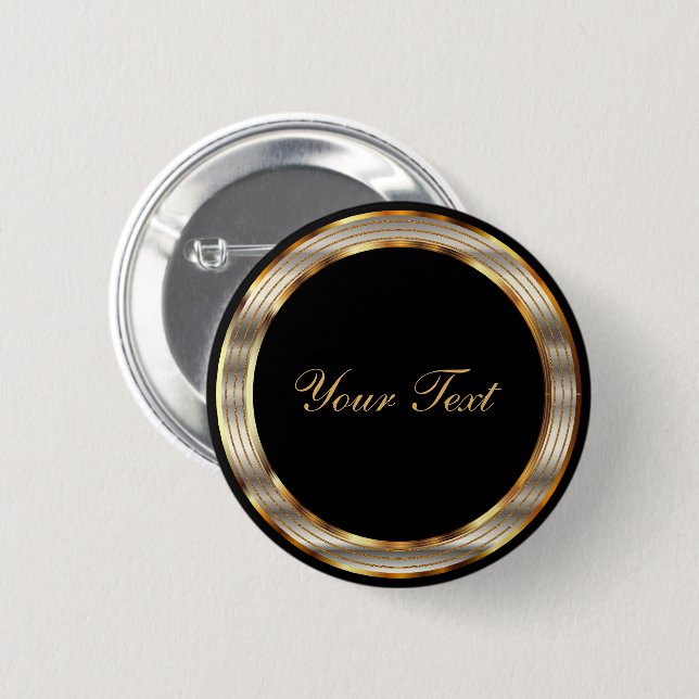 Black and Gold Metallic Template 6 Cm Round Badge (Front & Back)