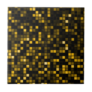 Black And Gold 'Meteor Shower' Squares Pattern Tile