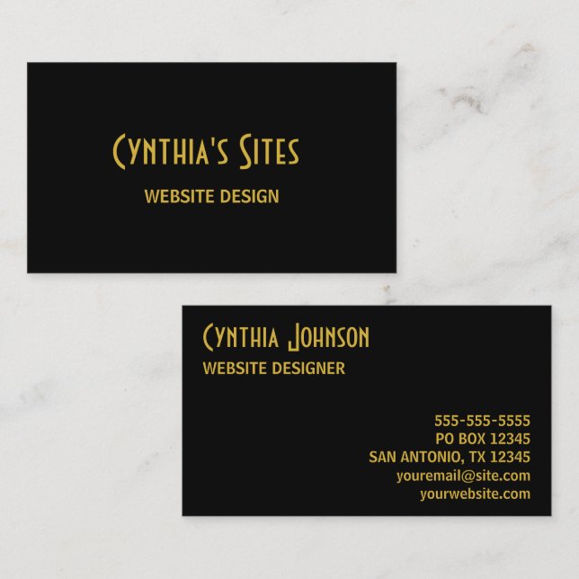 Black and Gold Minimalist Business Card (Front/Back)