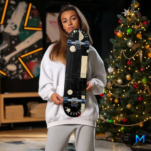 Black and Gold Minimalist Geometric Skateboard