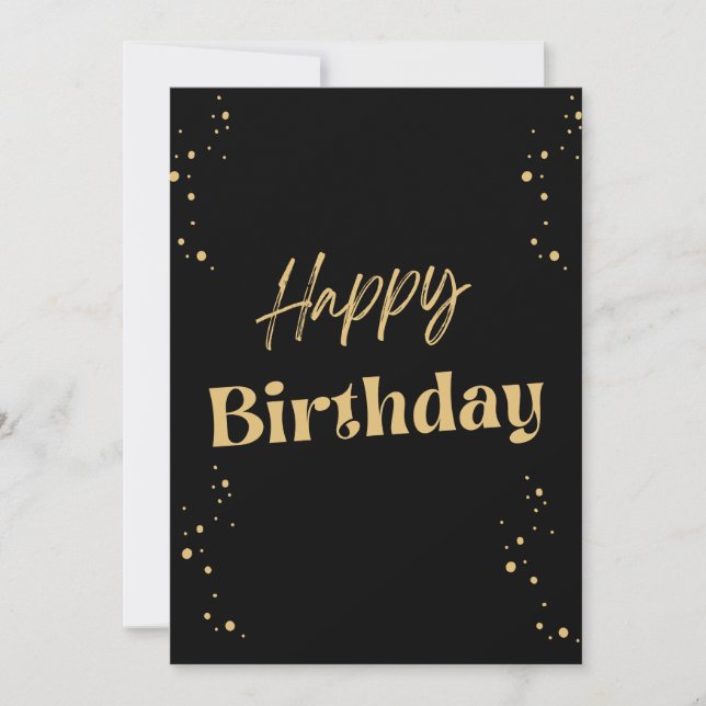 Black and Gold Minimalist Happy Birthday  Invitation (Front)