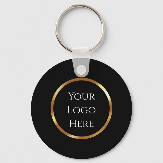 Black And Gold Minimalist QR code  Key Ring (Front)