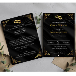 Black and Gold Minimalist Wedding Invitation