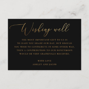 Black and Gold Minimalist Wedding Wishing Well Enclosure Card