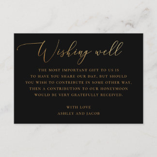 Black and Gold Minimalist Wedding Wishing Well Enclosure Card