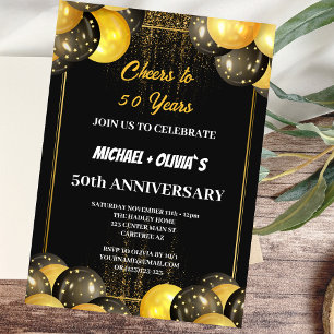 Black and Gold Modern 50th Anniversary Invitation