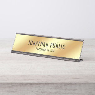 Black And Gold Modern Elegant Luxury Template Desk Name Plate