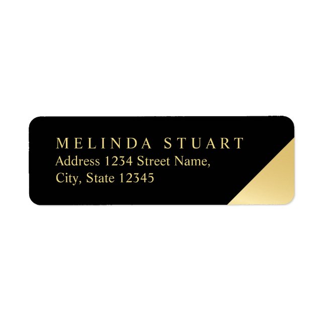 Black and Gold Modern Elegant Return Address Label (Front)