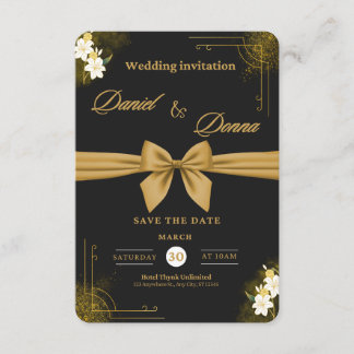 Black and Gold Modern Elegant Wedding Celebration  Enclosure Card