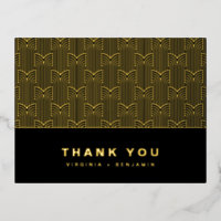 Black and Gold Modern Foil Thank You Card