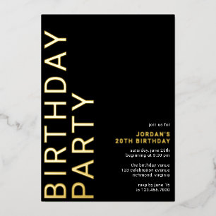 Black and Gold Modern Minimal Any Age Birthday