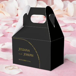 Black and Gold Modern Minimalist Wedding  Favour Box