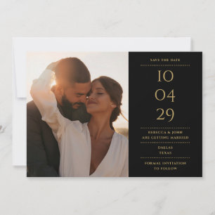 Black And Gold Modern Minimalist Wedding Photo Save The Date