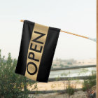 Black and Gold Modern Open Sign for Business Flag