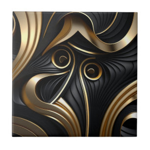 Black and gold modern pattern ceramic tile