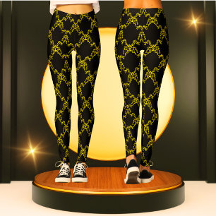 Black and Gold Modern Pattern Trendy Fashion Sport Leggings
