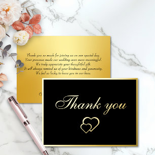 Black and Gold Modern Photo Wedding Thank You Card