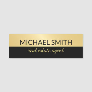 Black and Gold Modern Professional Personalised Name Tag