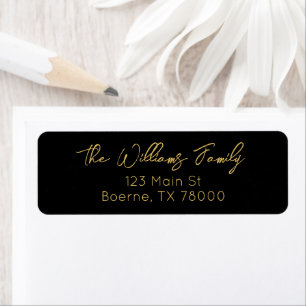 Black and Gold Modern Script Address Return Address Label