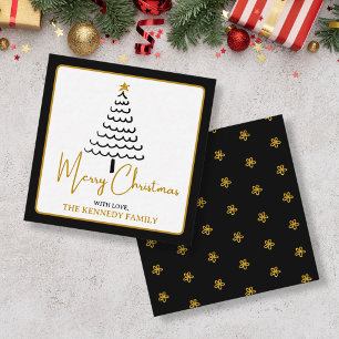 Black And Gold Modern Tree Merry Christmas Budget Card