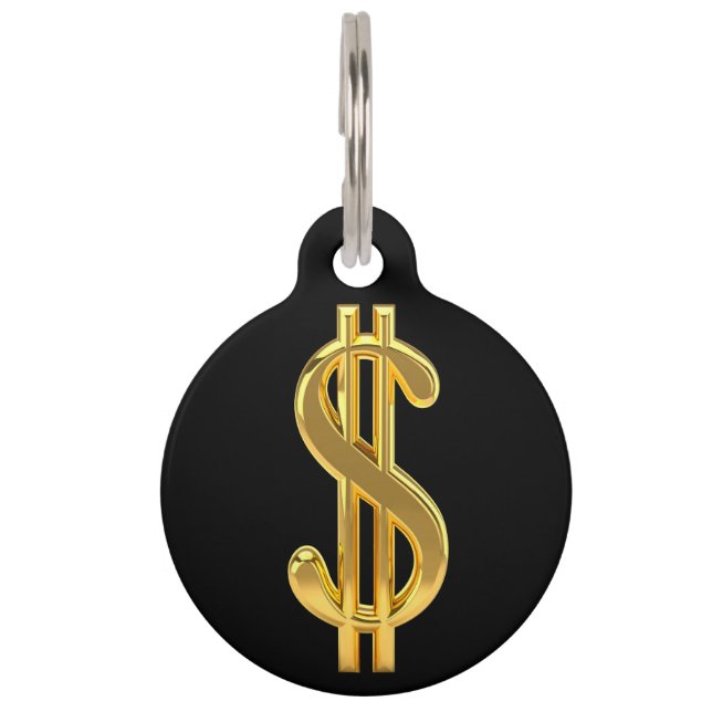 Black and Gold Money Pet Tag (Front)