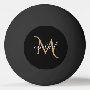 Black and Gold Monogram Elegant Luxury   Ping Pong Ball