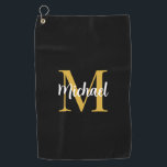 Black And Gold Monogram Initial Elegant Template Golf Towel<br><div class="desc">Gold Colour Monogram Elegant Modern Trendy Black Template Outdoor Sports Equipment Towels / Best Golf Towel.</div>