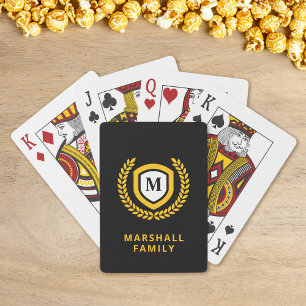 Black and Gold Monogram Logo Crest Playing Cards