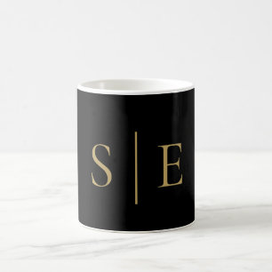 Black And Gold Monogram Minimalist Coffee Mug
