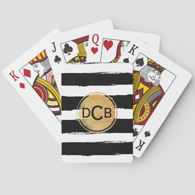 Black and Gold Monogram Playing Cards (Back)