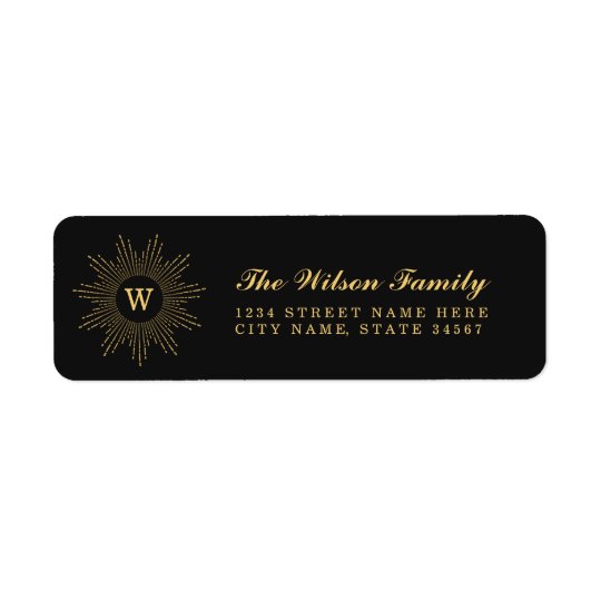 Black and Gold Monogram Return Address Labels