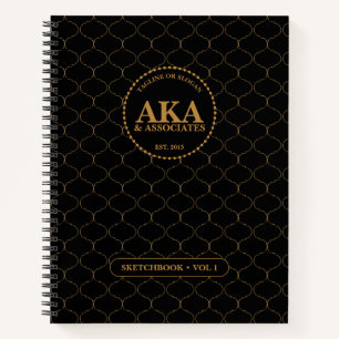 Black and Gold Monogram Sketch Notebook