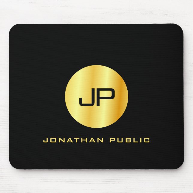 Black And Gold Monogram Template Elegant Mouse Pad (Front)
