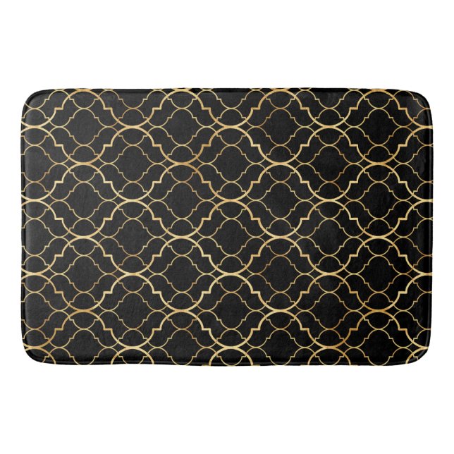 Black and Gold Moroccan Bath Mat (Front)