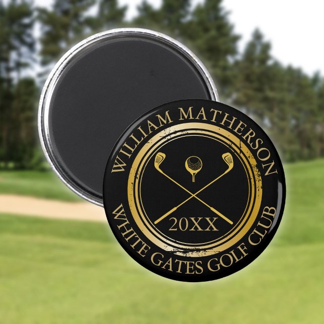 Black and Gold Name And Club Name Date Magnet (Black and Gold Name And Club Name Date Magnet)