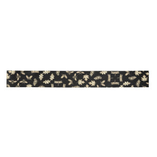 Black and Gold nature print Satin Ribbon