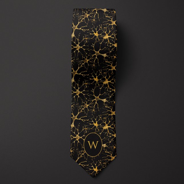Black and Gold Neurons Neck Tie (Creator Uploaded)