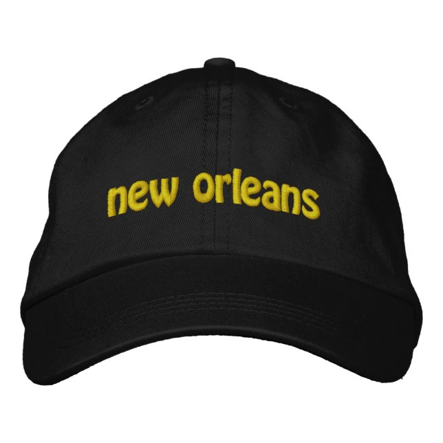 Black and Gold New Orleans Embroidered Hat (Front)