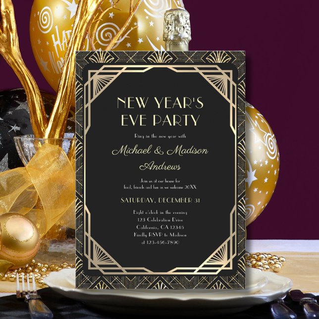 Black and Gold New Year Celebration Party  Invitation (Creator Uploaded)