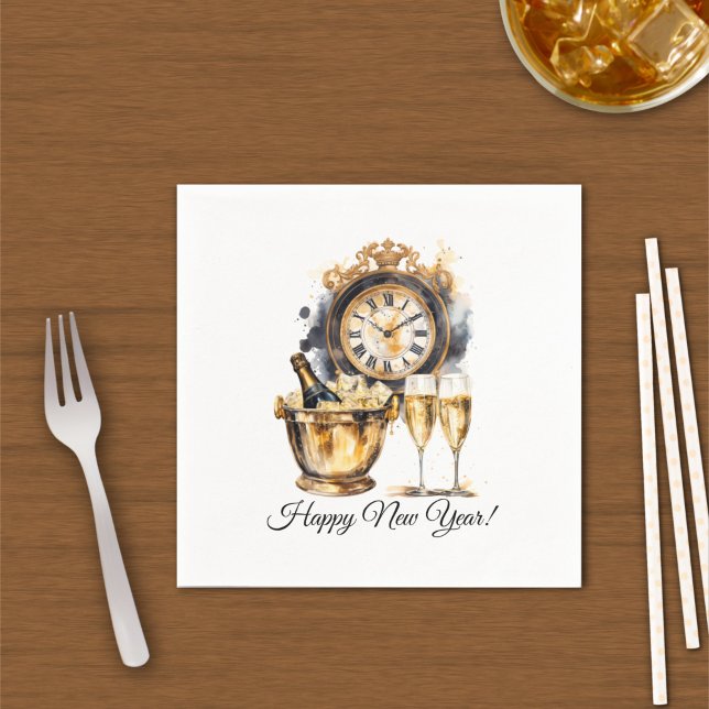 Black and Gold New Year’s Eve Napkin (Creator Uploaded)