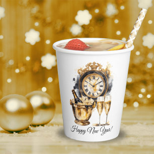 Black and Gold New Year’s Eve Paper Cups