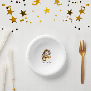 Black and Gold New Year’s Eve Paper Plate