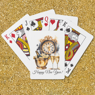 Black and Gold New Year’s Eve Playing Cards