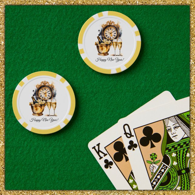 Black and Gold New Year’s Eve Poker Chips (Creator Uploaded)