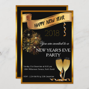 Black and Gold New Year's Eve Invite