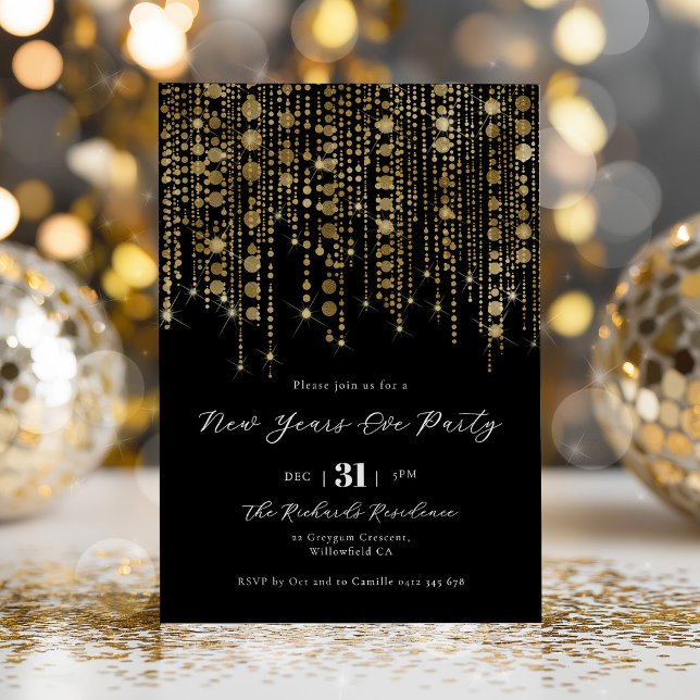 Black and Gold New Years Eve Party  Invitation (New Years Eve Invitation | Black and Gold)