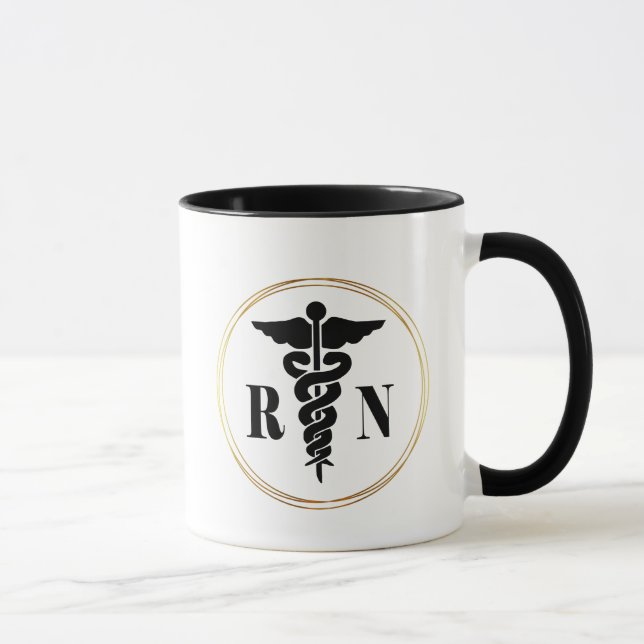 Black and Gold Nurse Caduceus Symbol Mug (Right)